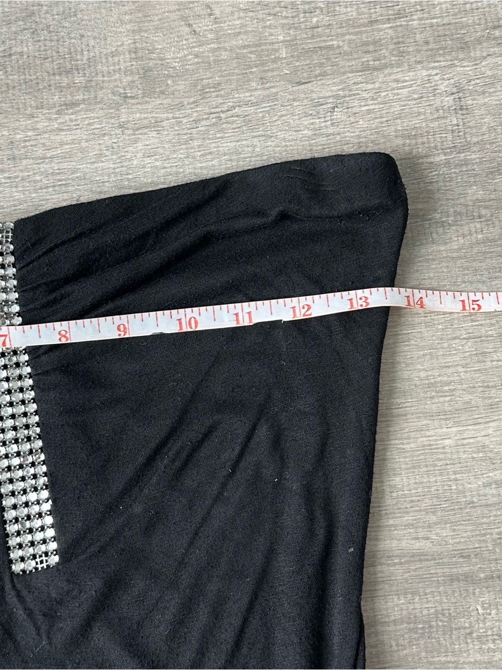 Y2K Urban Behaviour Black Strapless Tube Top with Rhinestone Front Detail - Picture 4 of 7